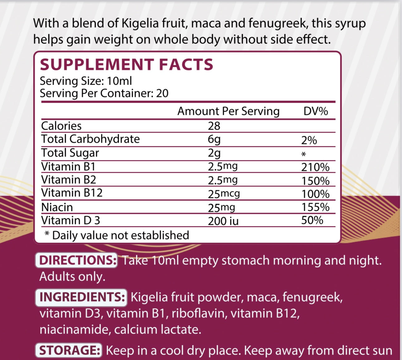 Weight Gain Syrup for all Ages